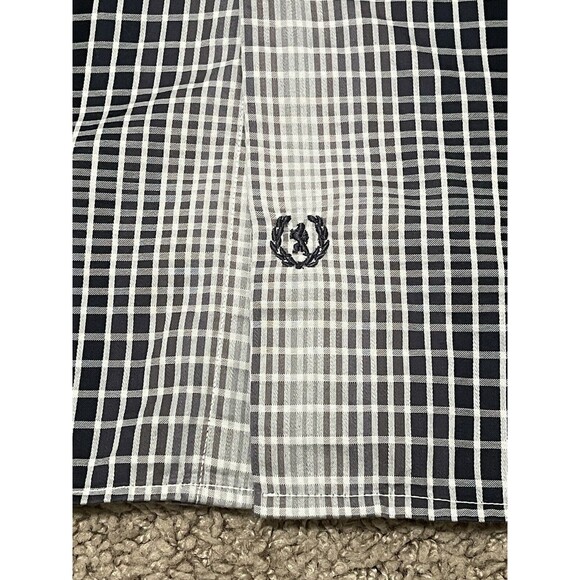 Bugatchi Shirt Men XL Gray Black Classic Fit Long Sleeve Check Squares Geometric - Picture 5 of 12